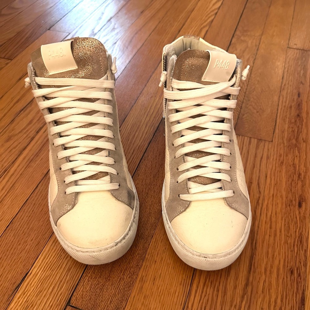 P448 Star High Top Sneaker cream gray metallic